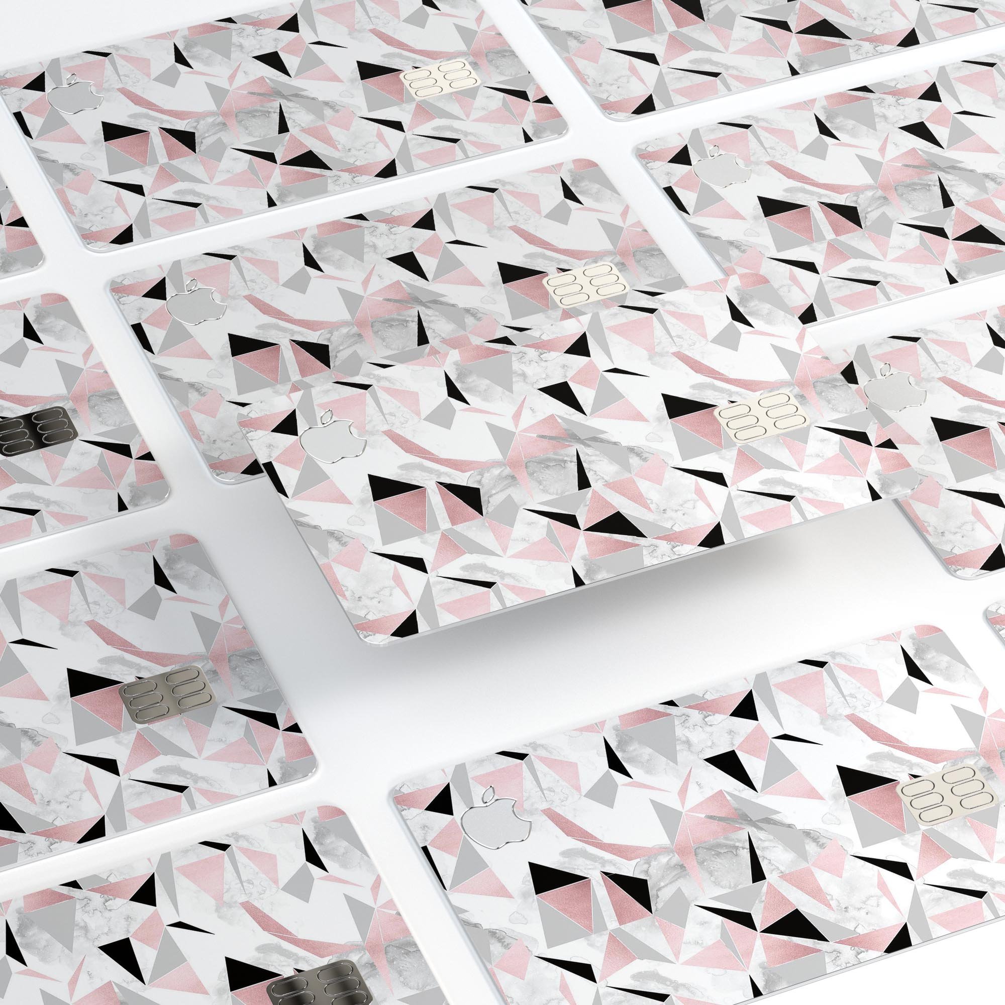 Karamfila Marble & Rose Gold skin kit for Apple Card, showcasing premium vinyl design and bubble-free installation features.